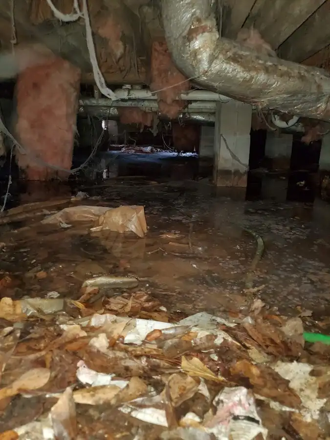 Crawl space flood assessment for Commercial Water Damage Restoration in Leacock